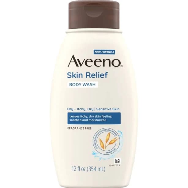 Aveeno Skin Relief Fragrance-Free Body Wash for Sensitive, Itchy, Dry Skin, 12 oz | Case of 12 | Carewell