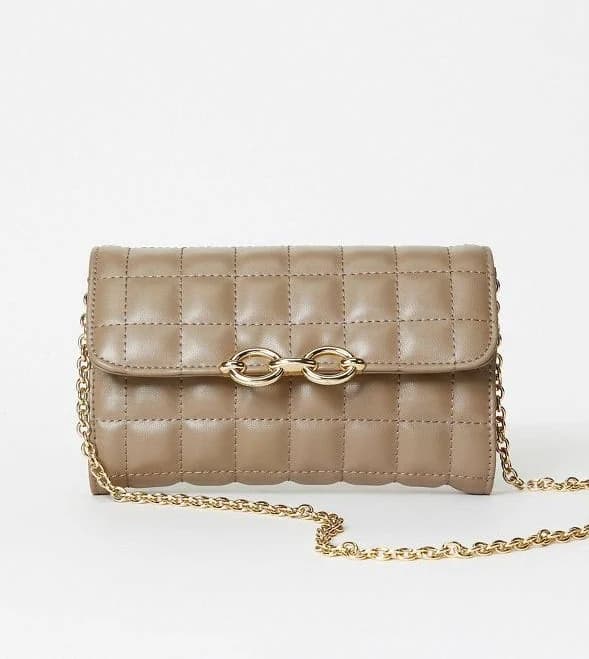 Quilted Chain Strap Crossbody Walnut by JustFab