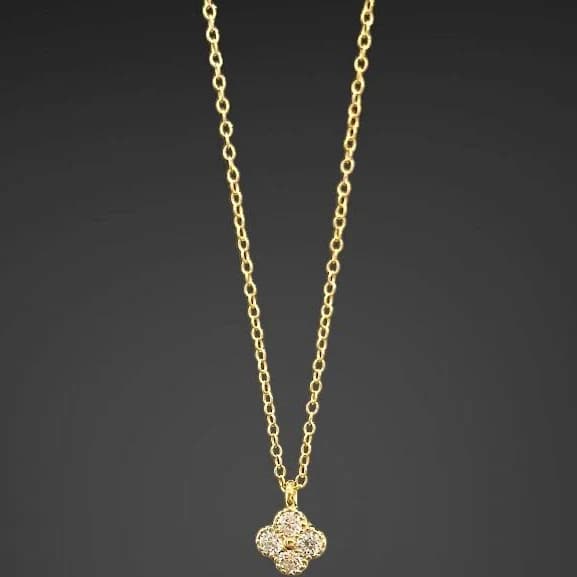 Cubic Zirconia Flower Pendant Necklace