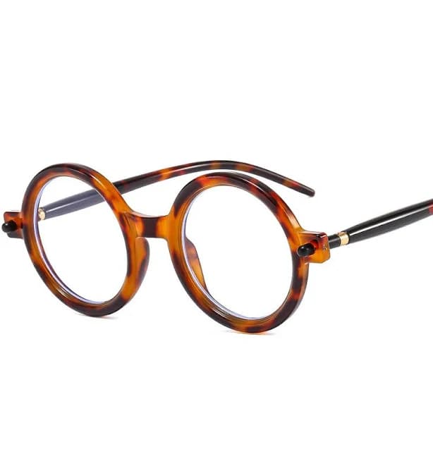 Skyler Fashion Retro Oversized Round Quality Frame, Leopard