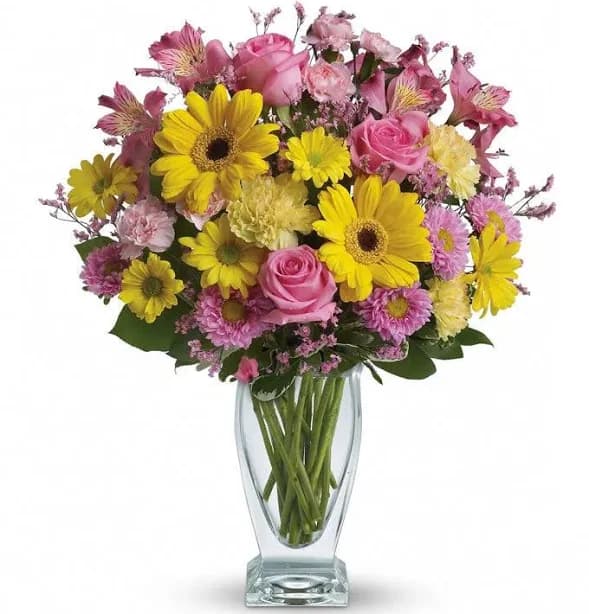 Feel-Good Blooms Immediate Shipping - Sunshine-Yellow Gerbera Daisies Regular Bereavement Flowers