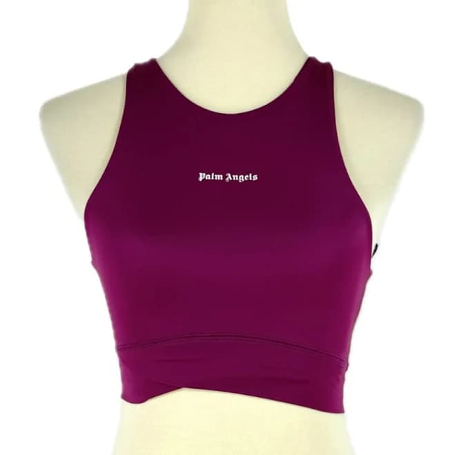Palm Angels Classic Tech Burgundy White Logo Training Top S Sleeveless