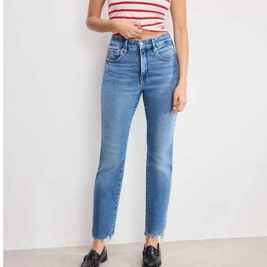 Good American Women's Soft-Tech Good Legs Straight Jeans
