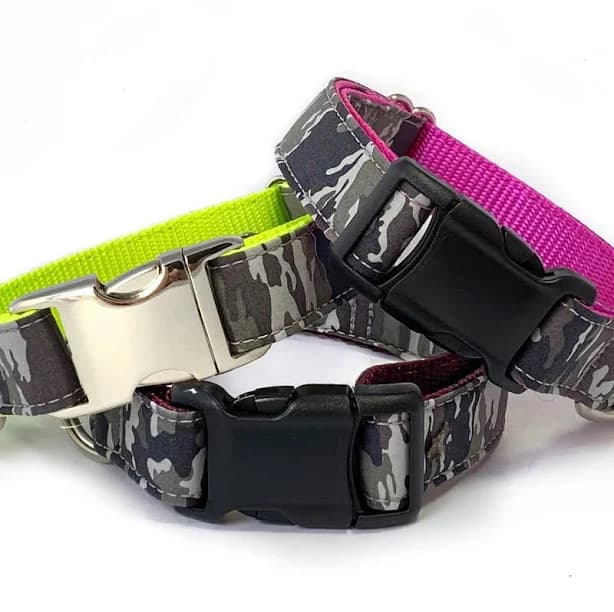 Camo Dog Collar: Heavy Duty Nylon Webbing, Military Style