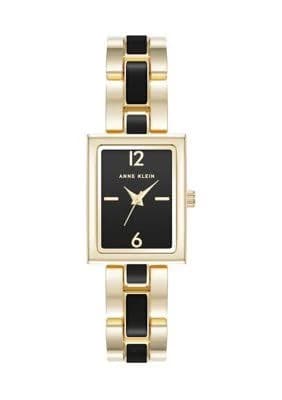 Anne Klein Women's Rectangular Enamel and Gold Tone Watch