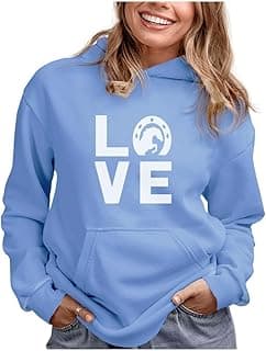 Tstars Horse Hoodie for Women and Teen Girls - Horseshoe LOVE Graphic Pullover - Gift for Riders, Owners, and Equestrian Fans