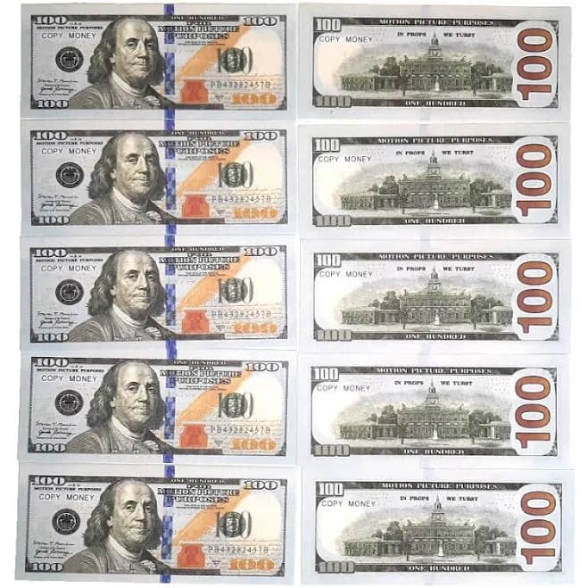 STACK OF 10 • Motion Picture Money • $100 Bills Mini COPY MONEY (