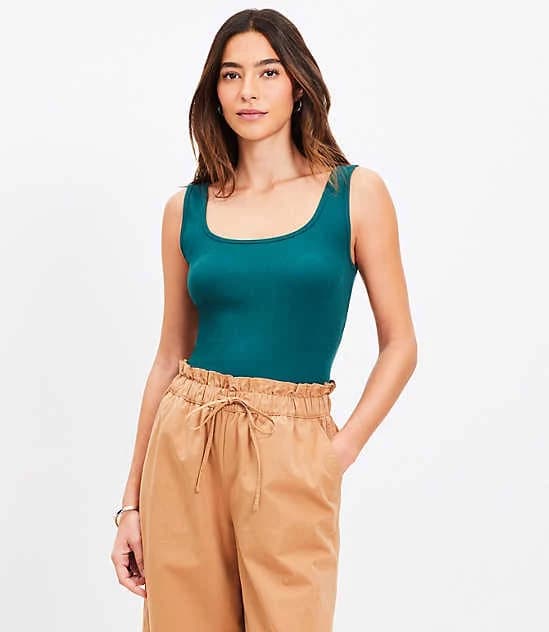 Loft Women's Perfect Ribbed Square Neck Tank Top