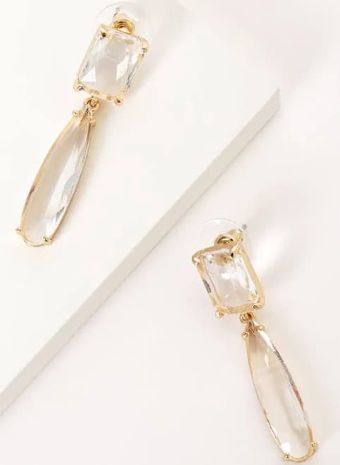 Lulus Gold and Clear Drop Earrings