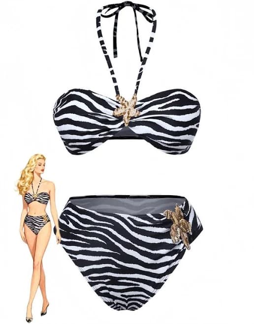 Zebra Print Bikini Set with Sea Star Accents