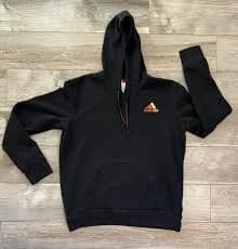 Adidas~ Women's Sweatshirt Pullover Hoodie Size XL Black Colorful Logo Fleece