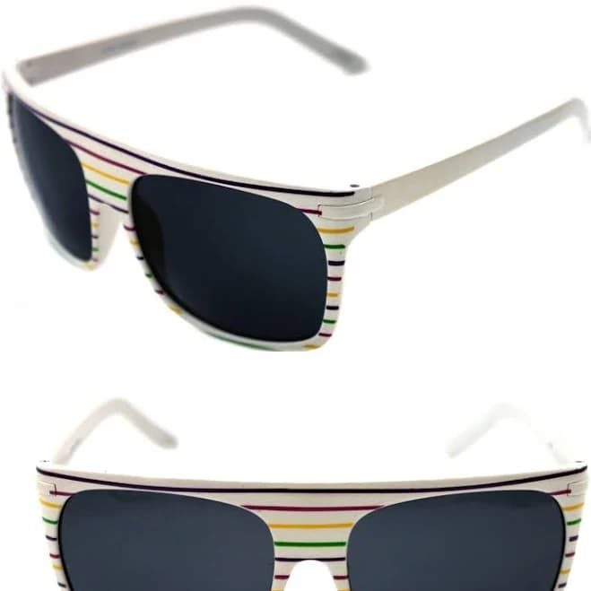 Men's Flat Top Sport Sunglasses Color White Frame Retro Ski Surf