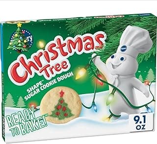 Christmas Tree Shape Sugar Cookie Dough, Ready to Bake, Holiday Theme, 9.1 oz, 20 Count