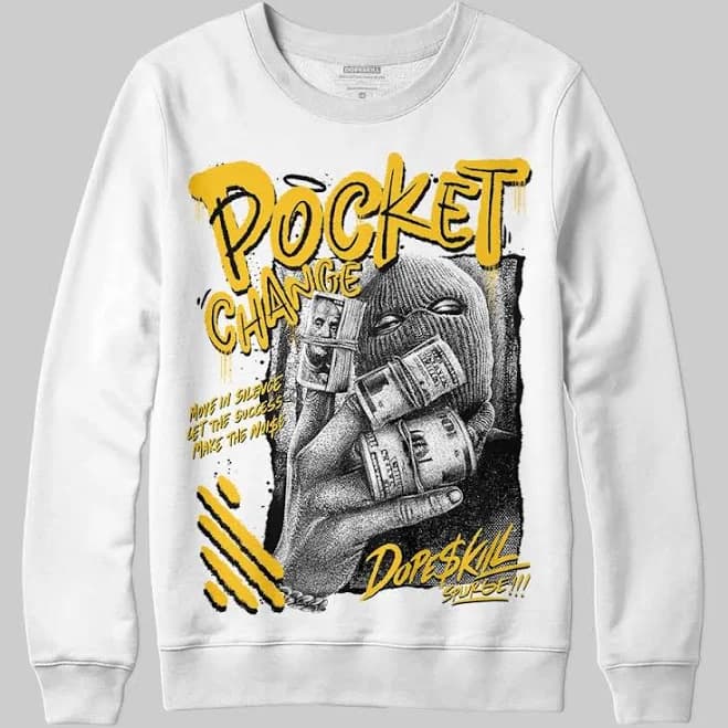 Adult Yellow Sweatshirt Pocket Change DopeSkill Streetwear Graphic Crewneck Long Sleeve