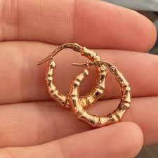 NEW 9ct Rose Gold Hoop Earrings Hallmarked Bamboo Pattern 375 Made in Italy 9K | eBay
