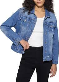 HISEA Jean Jacket Women Stretch Denim Jacket Long Sleeve Ladies Jean Trucker Jacket with Pocket at Amazon Women's Coats Shop