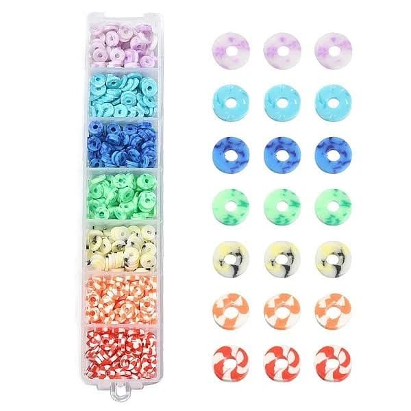 658Pcs 7 Colors Eco-Friendly Handmade Polymer Clay Beads, Disc/Flat Round, Heishi Beads, Mixed Color, 6x1mm, Hole: 2mm, 4g, about...