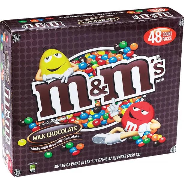M&m's, Milk Chocolate, 1.69 Oz, 48 Ct