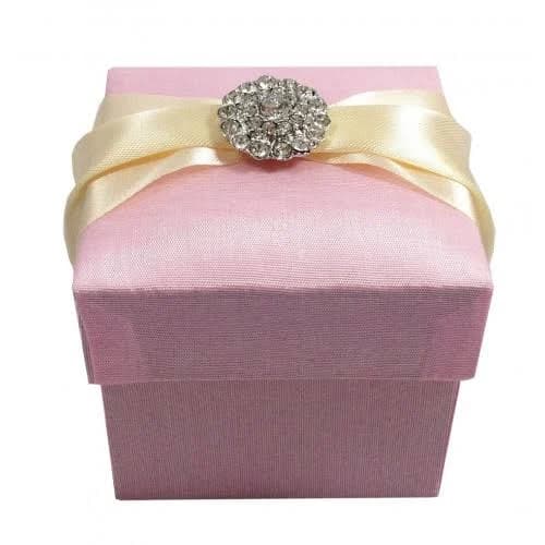 EMBELLISHED PINK WEDDING FAVOUR BOX