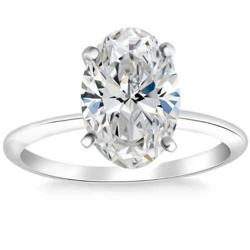 Pompeii3 2Ct Oval Diamond Solitaire Engagement Ring in 14K Gold