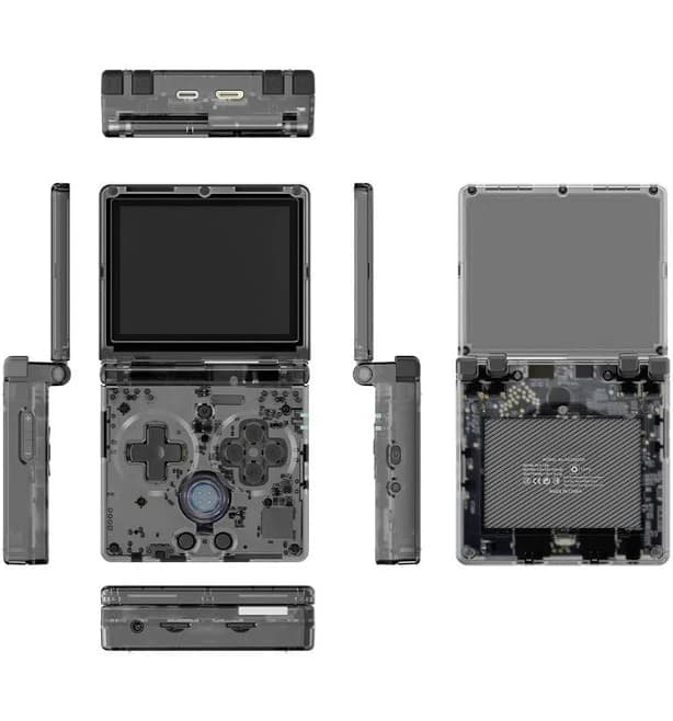 (Without ROMs) NEW Anbernic RG35XX SP Handheld Game Console - Black Transparent
