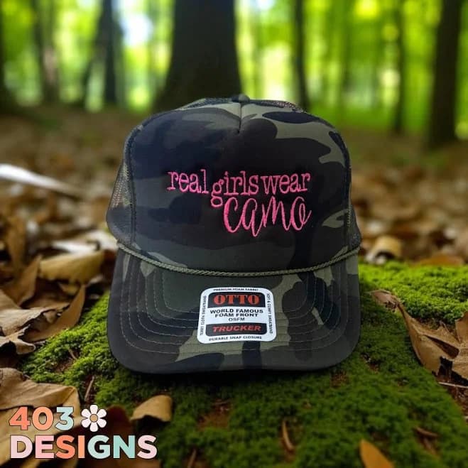 Real Girls Camo Embroidered Trucker Hat