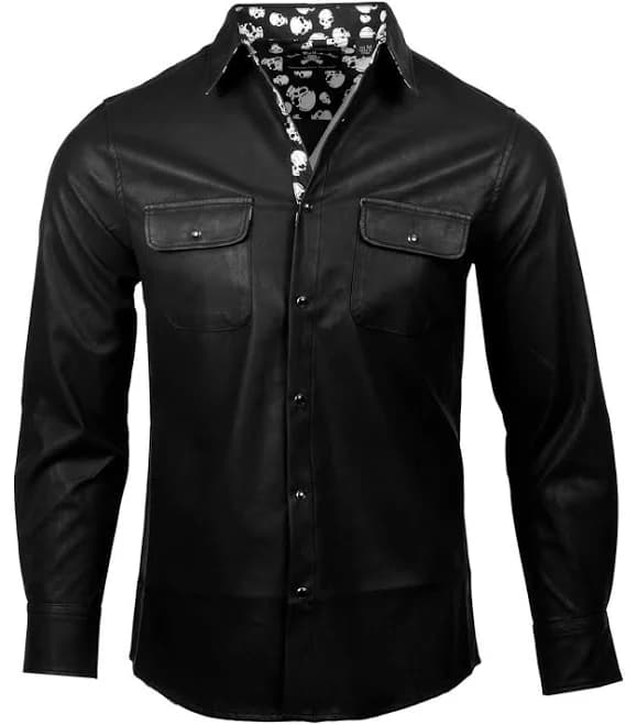 Rock Roll N Soul Men's Neon Knights Faux Leather Shirt