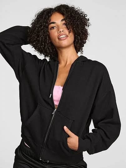 Pink Victoria's Women's Secret Sweaters Pink Ivy Fleece Campus Full-Zip Hoodie
