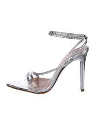 Andrea Wazen Leather Crystal Embellishments Sandals - Metallic Sandals, Shoes - WAWNA20168 | The RealReal