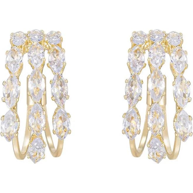 Ettika 18K Gold Plated Multi-Crystal Huggie Hoop Earrings