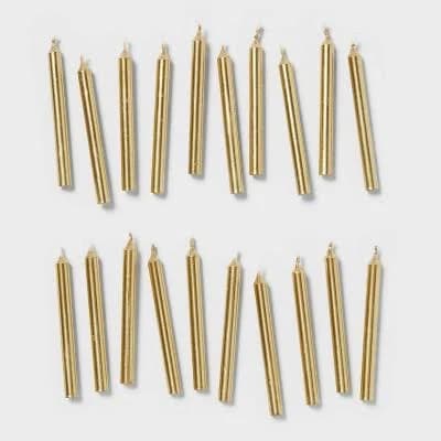 20ct Birthday Candle Gold - Spritz : Wax Cake Candles, 2.31" Height, 20 Pieces