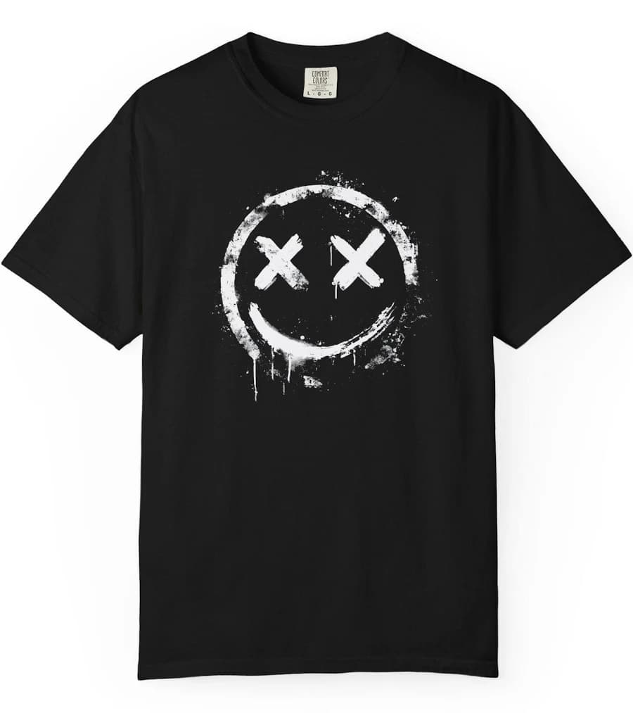 Grunge Smiley Face Distressed T-Shirt