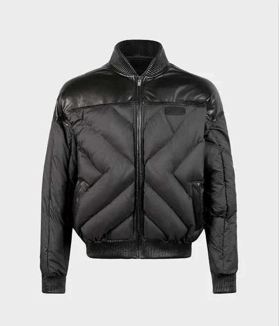 LEATHER CONTRAST PUFFER JACKET LEATHER CONTRAST PUFFER JACKET