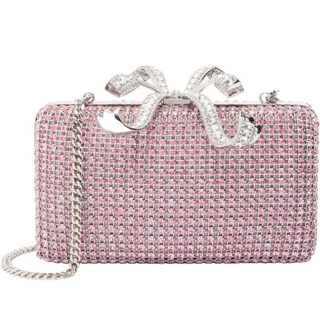Self Portrait Crystal-Embellished Crystal Box Clutch