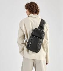 Amazon.com: LANNSYNE Full Grain Leather Sling Bag For Men Crossbody Chest Daypack fits 10.5" iPad : Electronics
