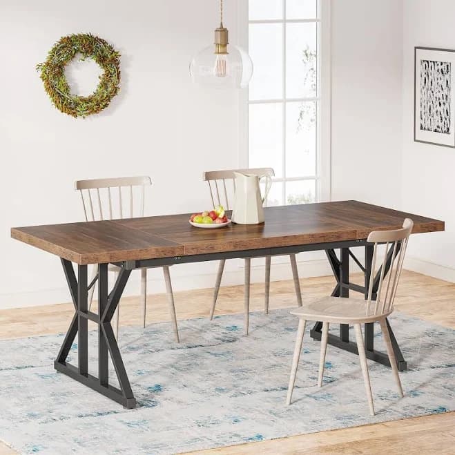 Farmhouse Rectangular Wood Dining Table