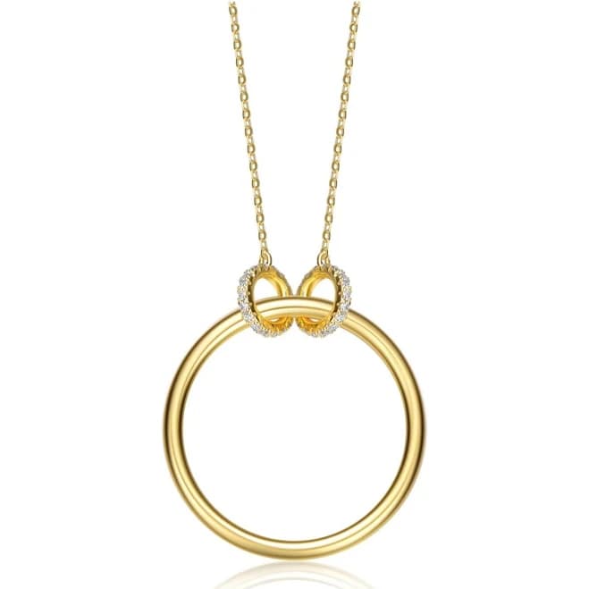 14K Gold Plated Hollow Circle Pendant Necklace