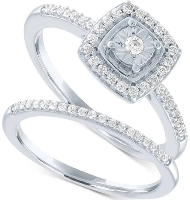 Diamond Bridal Set (1/4 ct. t.w.) in Sterling Silver - Sterling Silver