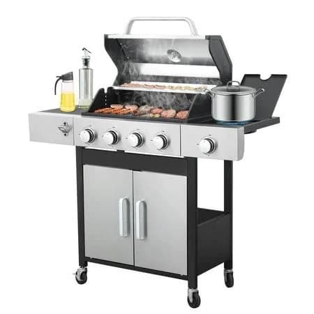 Nice Cooker 4-Burner Propane Gas Grill with Side Burner