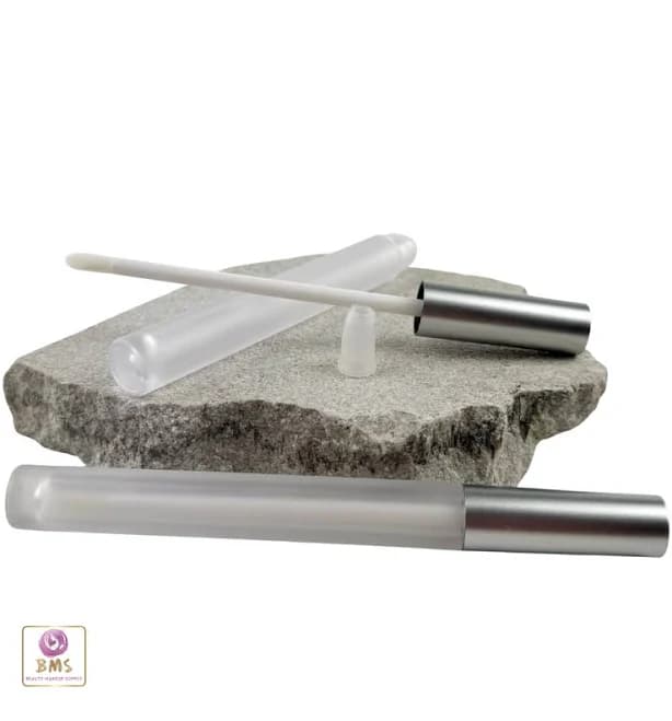 Slim Lip Gloss Frosted Tube with Silver Cap and Doefoot Applicator