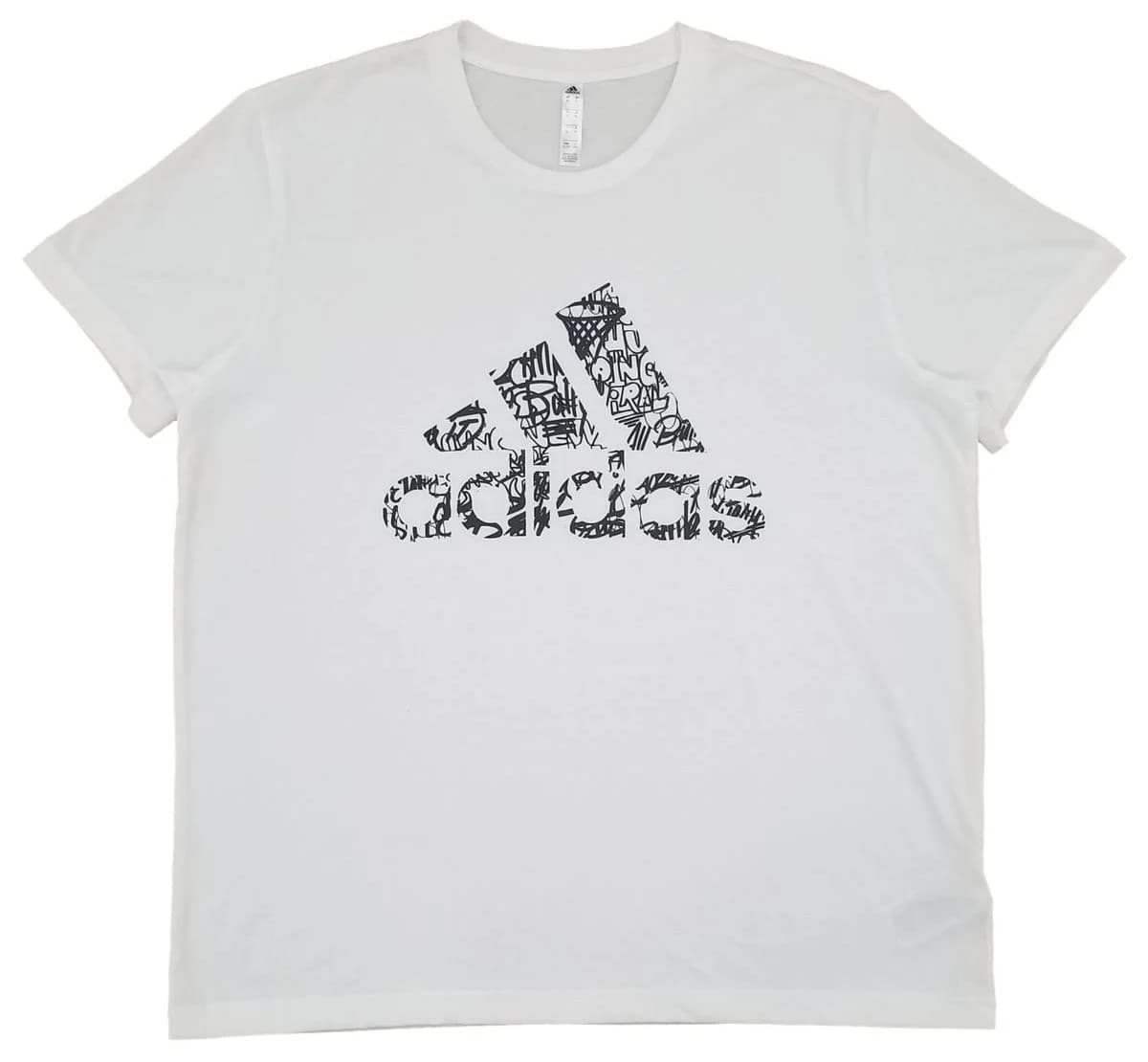 Adidas Mens White Fill Logo Graphic Tee Crew Neck Short Sleeve T-Shirt X-Large
