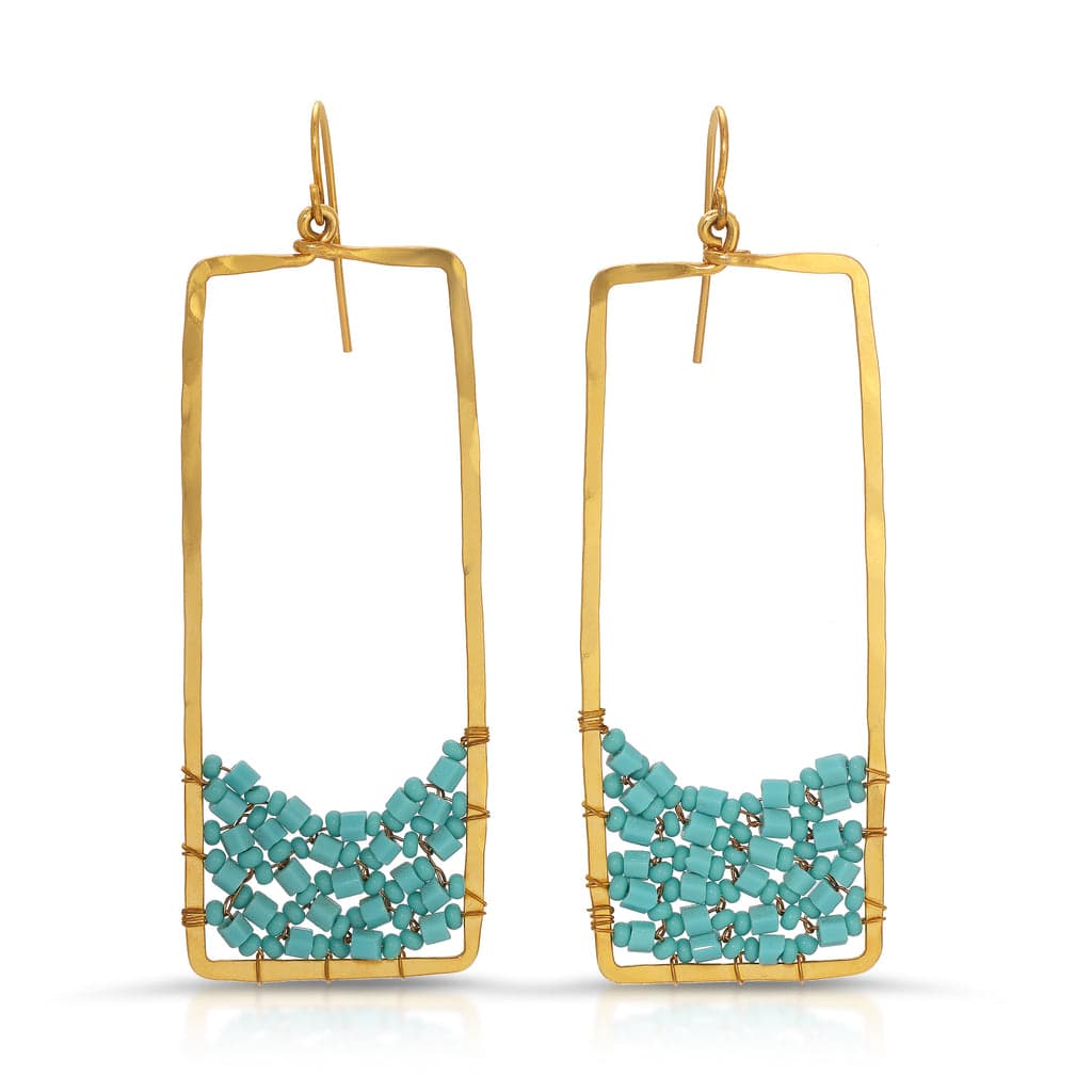 Geo Turquoise Rectangle Earrings