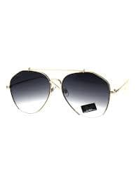 Womens Luxury Designer Crop Bottom Metal Rim Boyfriend Style Sunglasses Gold Smoke - Walmart.com