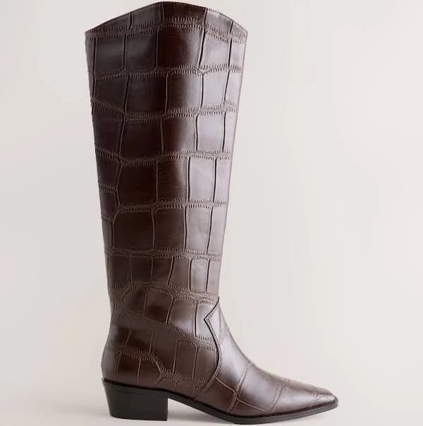 Next Women's Croc Embossed Chisel Toe Knee High Boots