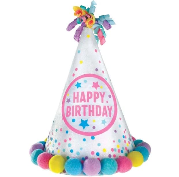 Amscan Pastel Party Pom Pom Cone Hat