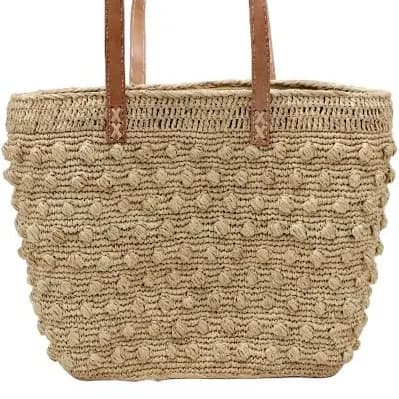 Boucle Crochet Straw Basket Bag