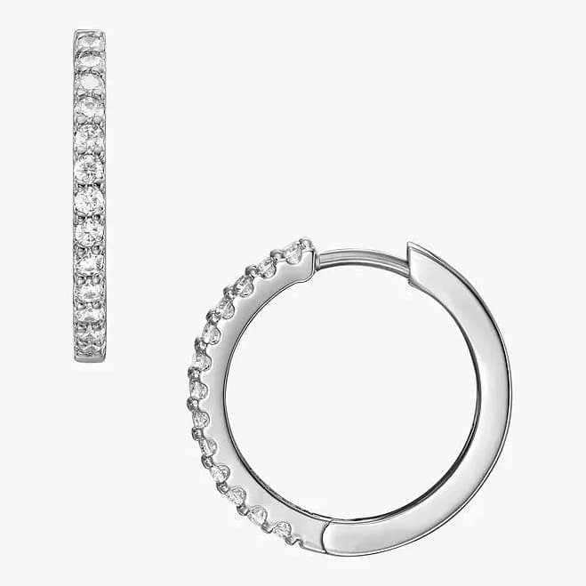Fossil Women's Ellis Pavé Glitz Stainless Steel Hoop Earrings