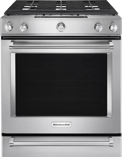 KitchenAid ksgb900ess 30-Inch 5 Burner Gas Convection Slide-In Range
