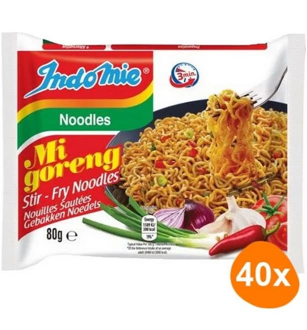 Indomie Mi Goreng Fried Noodles Original 80g (Pack of 40)