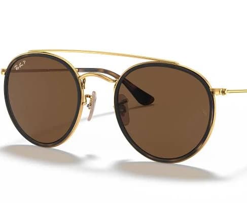 ROUND DOUBLE BRIDGE GOLD | BROWN | POLARIZED